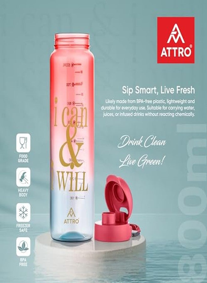 ATTRO Plastic Sports Buddy Deluxe Water Bottle BPA-Free with Leak-Proof Flip-Top Cap, Dual-Color for Gym, School, Office & Outdoor Use Red Blue 800ml - Image 3